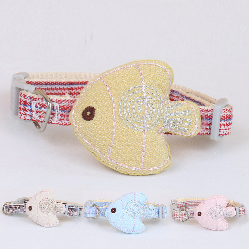 KFX-2312253 Stylish Monochrome Fish-Shaped Cat Collar for Everyday Use
