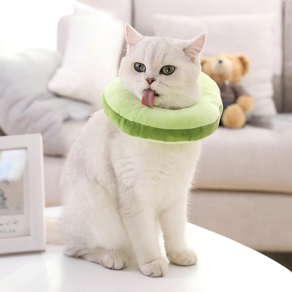 KFX-2312509 Avocado and Toast Plush Pet Collar Headgear Accessory for Cats