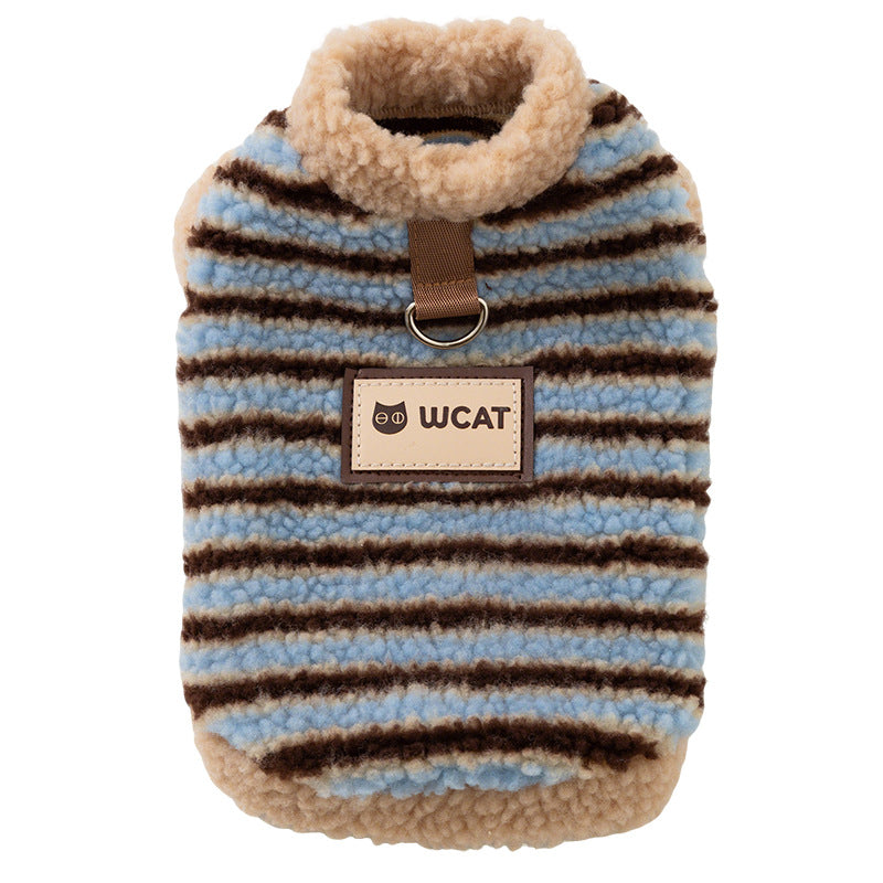 KFX-2314813 Cozy Sherpa Pet Vest with Bear Patch and Integrated Leash Ring for Small to Medium Dogs and Cats