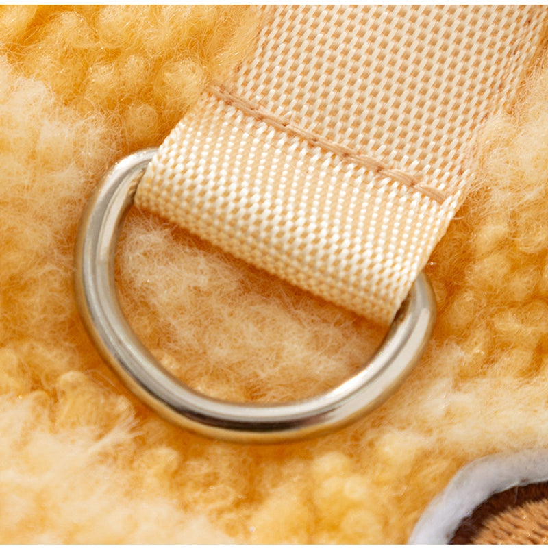 KFX-2314813 Cozy Sherpa Pet Vest with Bear Patch and Integrated Leash Ring for Small to Medium Dogs and Cats