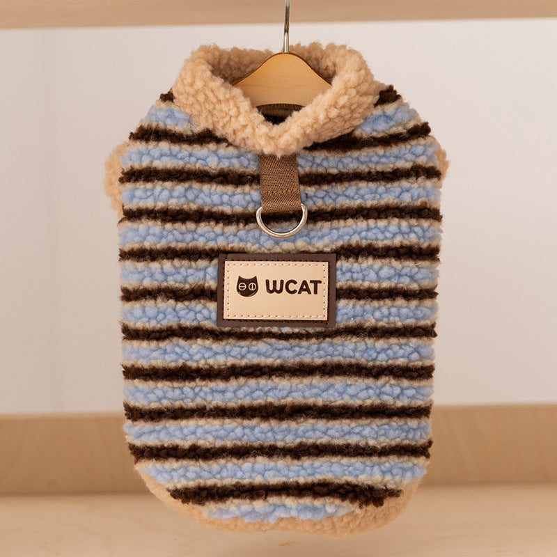 KFX-2314813 Cozy Sherpa Pet Vest with Bear Patch and Integrated Leash Ring for Small to Medium Dogs and Cats