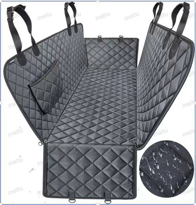 KFX-2315069 Water and Dirt Resistant Pet Mat for Car Rear Seat, Anti-Bite Design with Pocket, 137 x 147 cm, Orange or Black