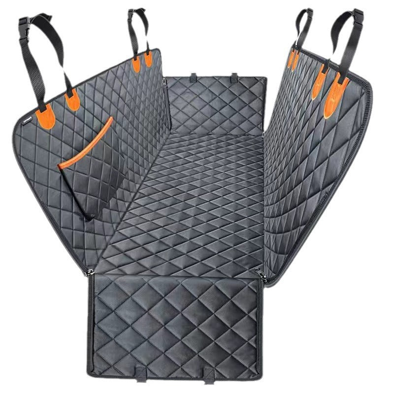 KFX-2315069 Water and Dirt Resistant Pet Mat for Car Rear Seat, Anti-Bite Design with Pocket, 137 x 147 cm, Orange or Black