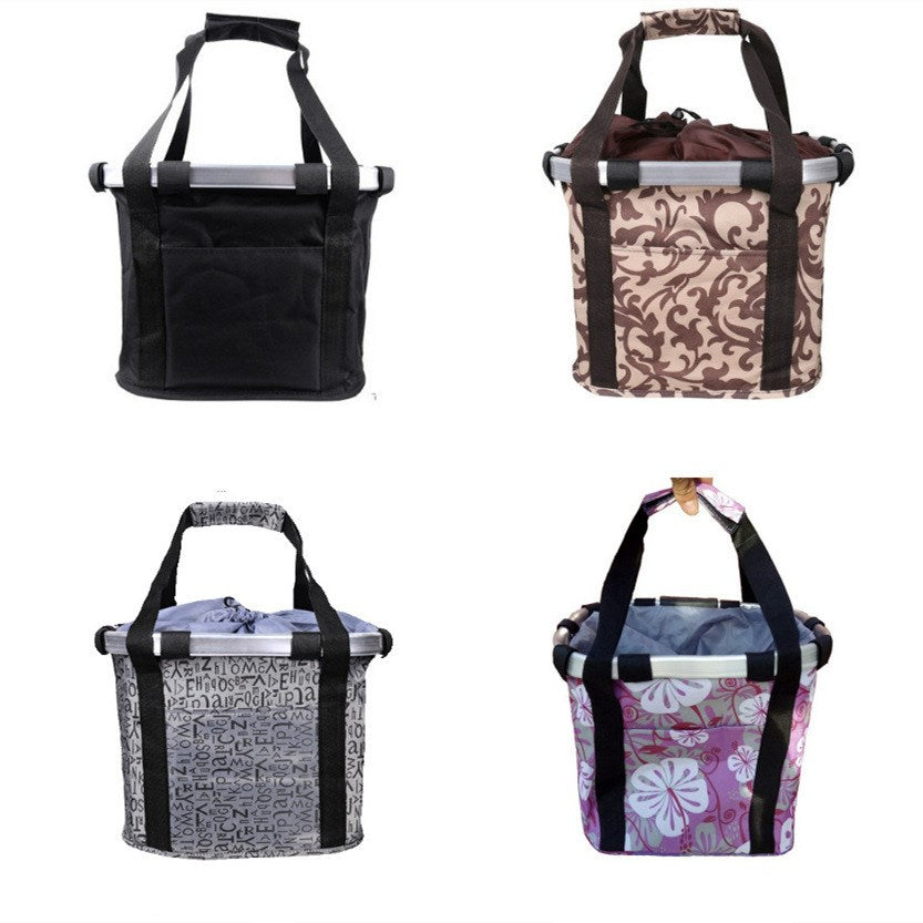 KFX-2318269 Folding Aluminum Alloy Bicycle Basket for Pets and Shopping, Waterproof Fabric, Adjustable for Handlebars