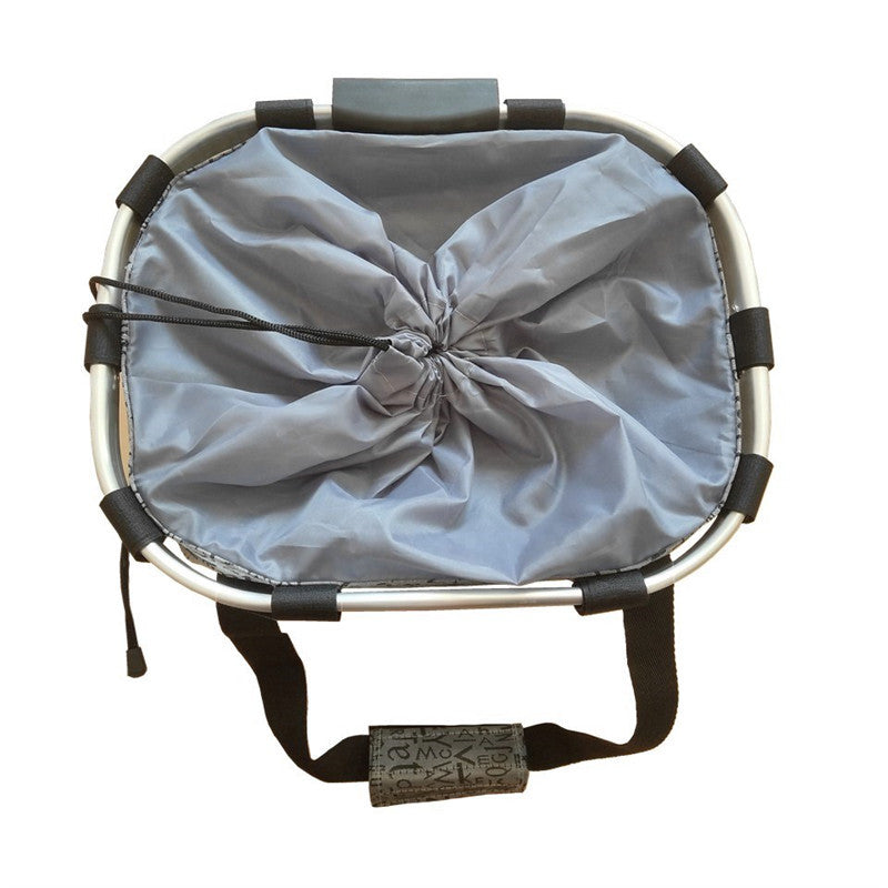 KFX-2318269 Folding Aluminum Alloy Bicycle Basket for Pets and Shopping, Waterproof Fabric, Adjustable for Handlebars