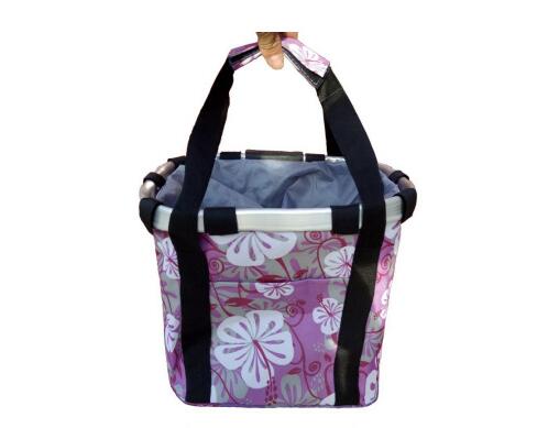 KFX-2318269 Folding Aluminum Alloy Bicycle Basket for Pets and Shopping, Waterproof Fabric, Adjustable for Handlebars
