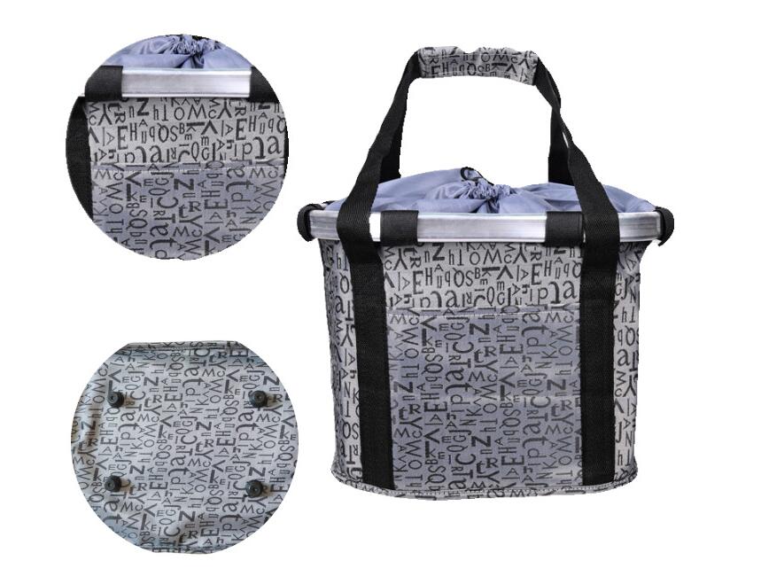 KFX-2318269 Folding Aluminum Alloy Bicycle Basket for Pets and Shopping, Waterproof Fabric, Adjustable for Handlebars
