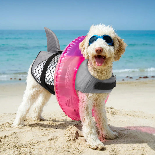 KFX-2320189 Corgi Dog Life Jacket in Camouflage Shark Design, Available in Multiple Sizes