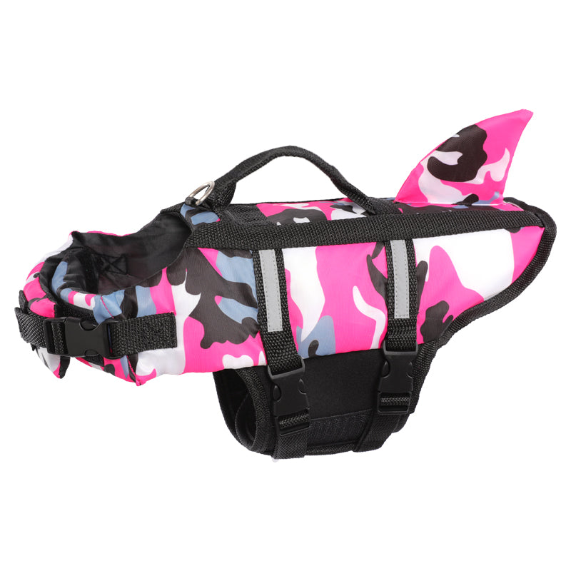 KFX-2320189 Corgi Dog Life Jacket in Camouflage Shark Design, Available in Multiple Sizes