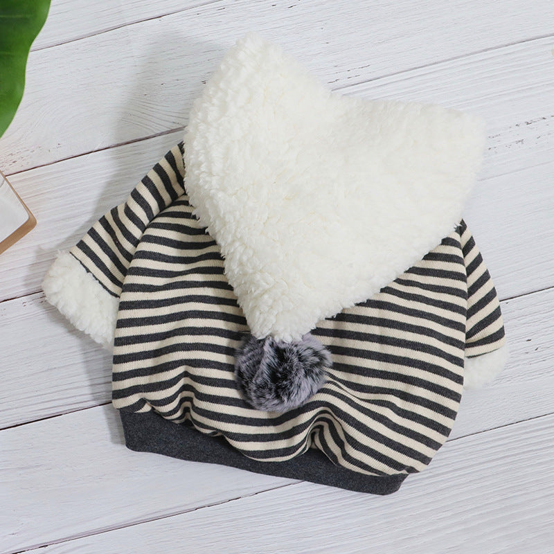 KFX-2320829 Cozy Cotton Striped Cartoon Hoodie for Dogs - Winter Wear