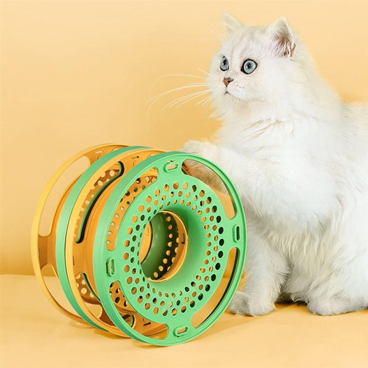 KFX-2322621 Cat Self-Help Boredom Relief Spinner Ball Toy Set in Yellow, Green, and Grey