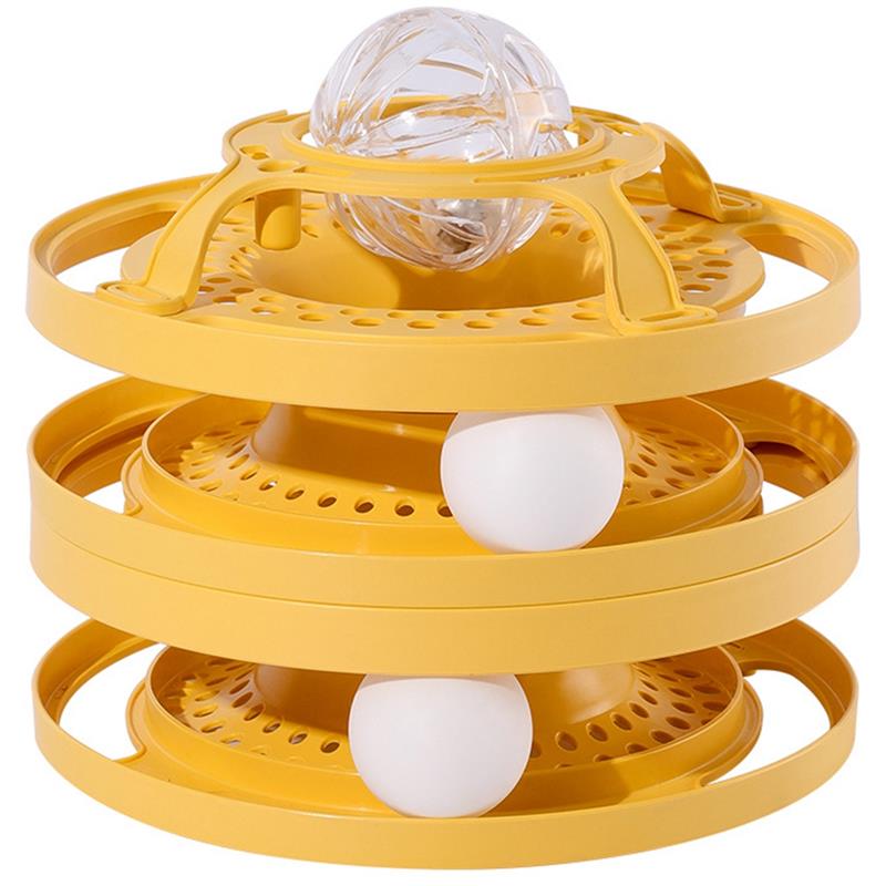 KFX-2322621 Cat Self-Help Boredom Relief Spinner Ball Toy Set in Yellow, Green, and Grey