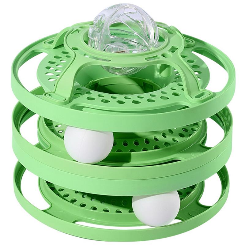 KFX-2322621 Cat Self-Help Boredom Relief Spinner Ball Toy Set in Yellow, Green, and Grey