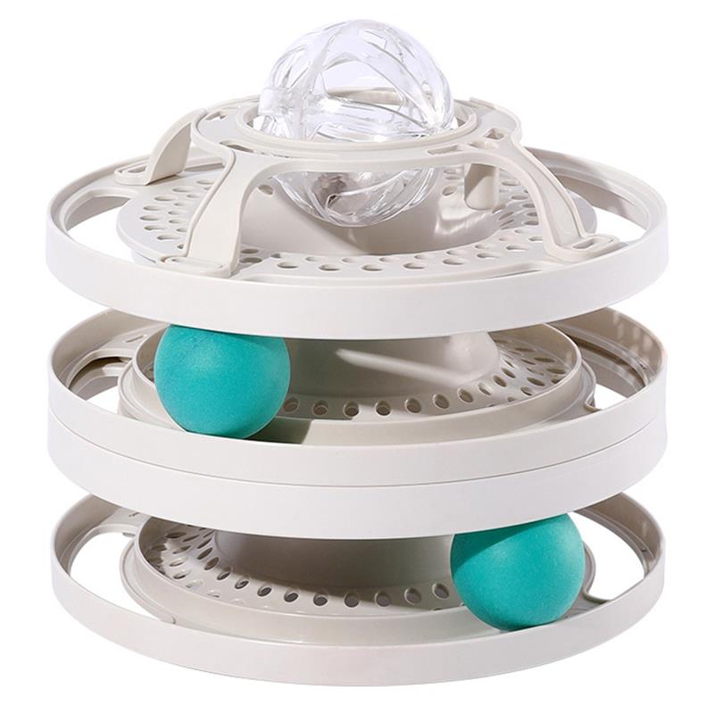 KFX-2322621 Cat Self-Help Boredom Relief Spinner Ball Toy Set in Yellow, Green, and Grey