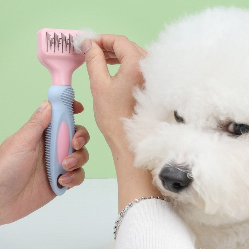 KFX-2323261 Stainless Steel Dog and Cat Grooming Comb with Knot Knife and Massage Brush