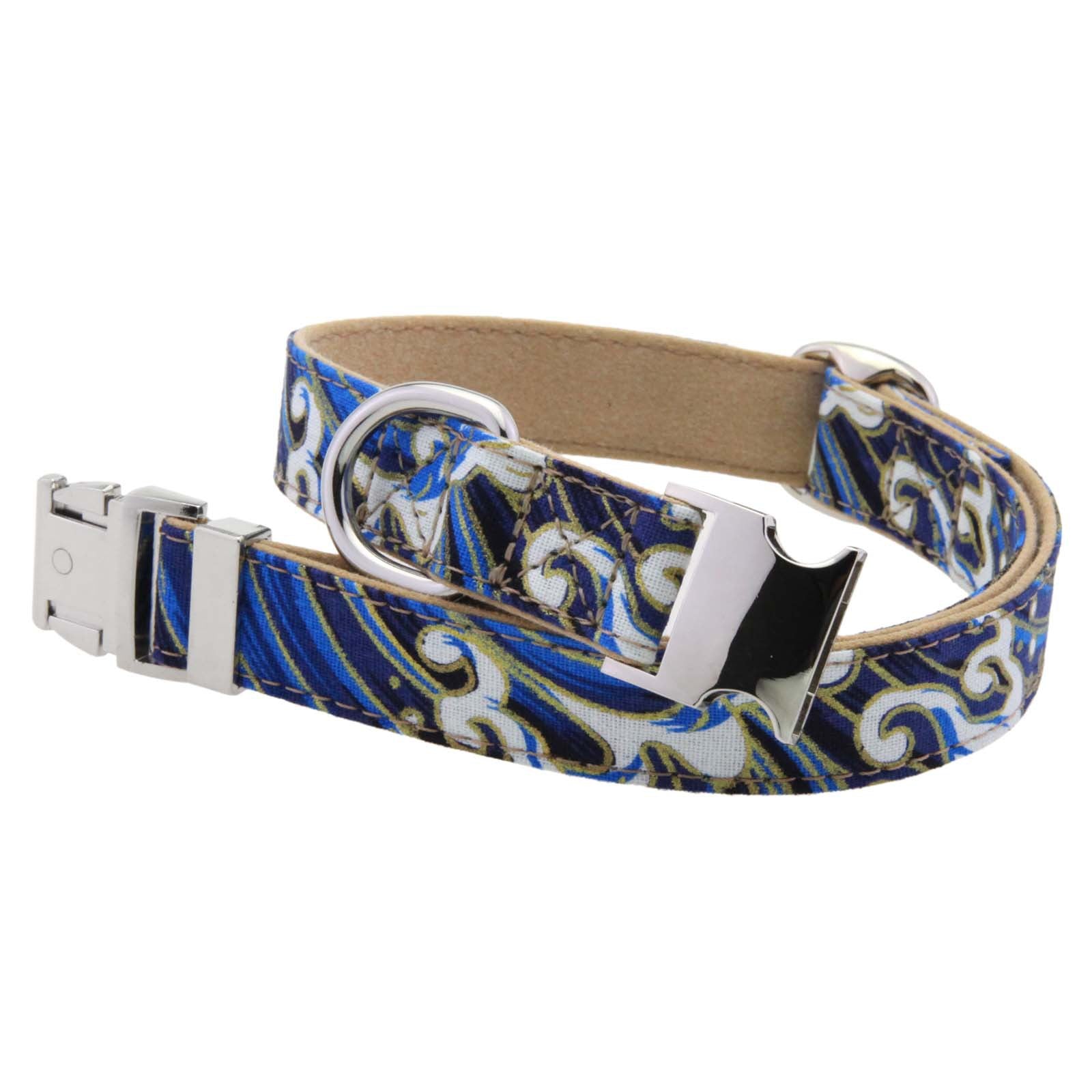 KFX-2323773 Flower Pattern Decorative Pet Collar in Pink, Red, Blue, Dark Blue - Adjustable Sizes Available