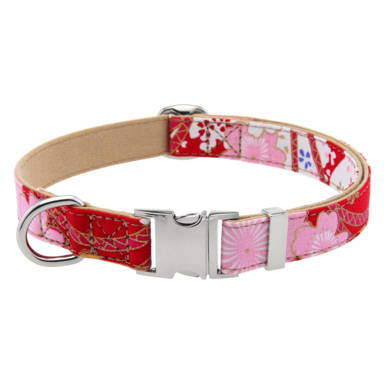 KFX-2323773 Flower Pattern Decorative Pet Collar in Pink, Red, Blue, Dark Blue - Adjustable Sizes Available