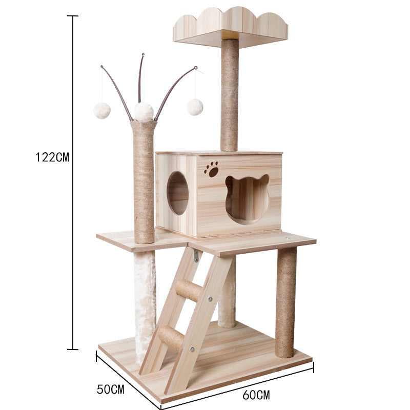 KFX-2325053 Wooden Cat Crawl Nest Scratching Board with Space Capsule Design
