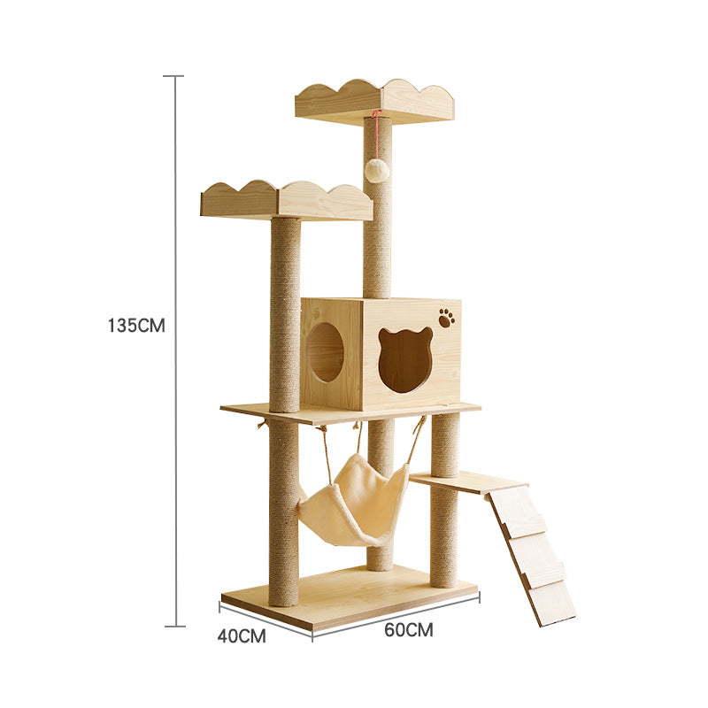 KFX-2325053 Wooden Cat Crawl Nest Scratching Board with Space Capsule Design