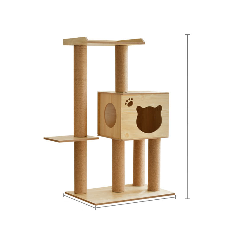 KFX-2325053 Wooden Cat Crawl Nest Scratching Board with Space Capsule Design
