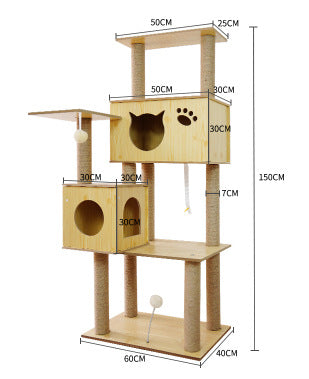 KFX-2325053 Wooden Cat Crawl Nest Scratching Board with Space Capsule Design