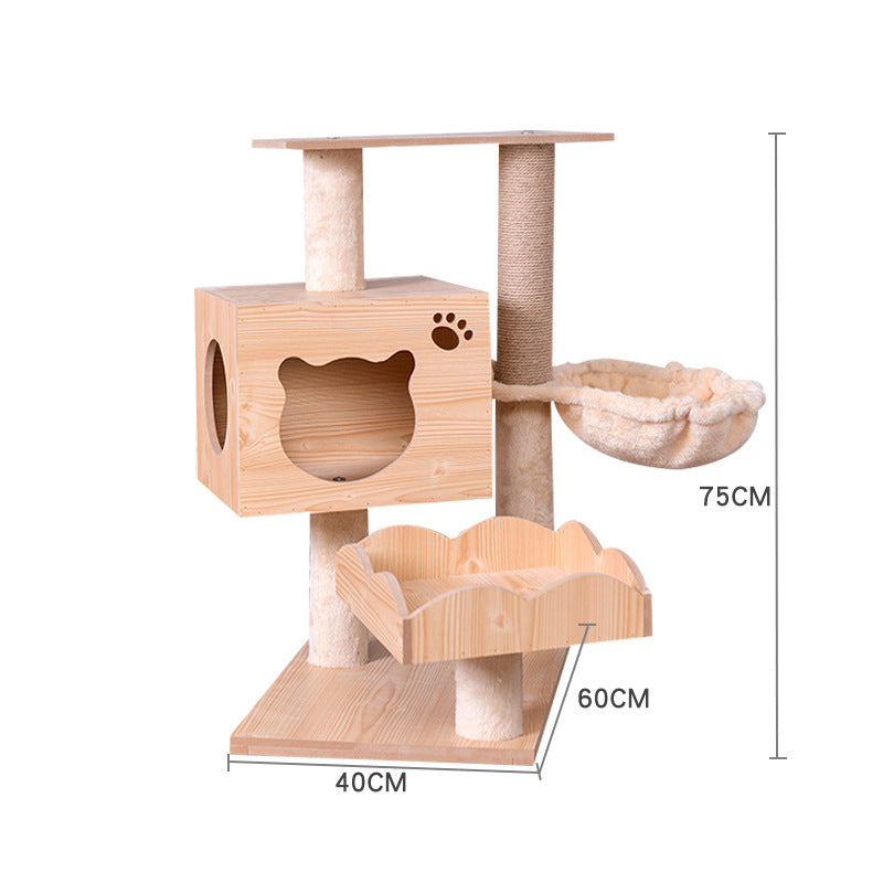 KFX-2325053 Wooden Cat Crawl Nest Scratching Board with Space Capsule Design