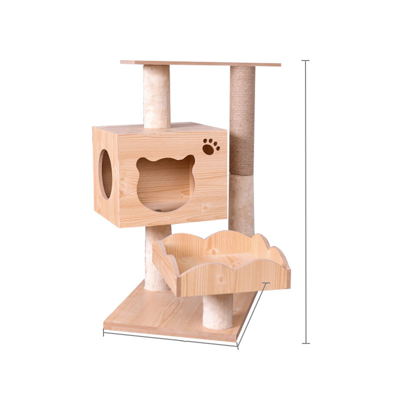 KFX-2325053 Wooden Cat Crawl Nest Scratching Board with Space Capsule Design