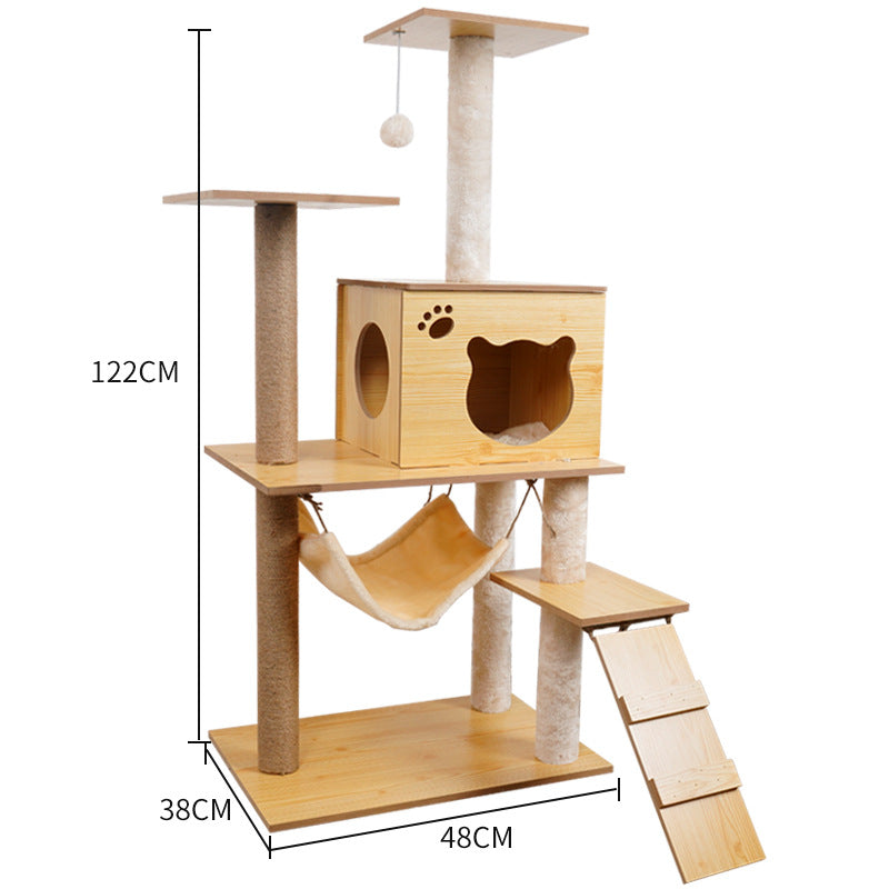 KFX-2325053 Wooden Cat Crawl Nest Scratching Board with Space Capsule Design