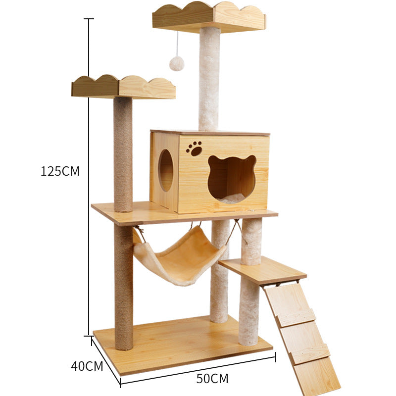 KFX-2325053 Wooden Cat Crawl Nest Scratching Board with Space Capsule Design