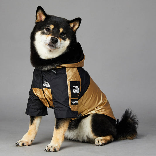 KFX-2325949 Large Dog Raincoat Jacket - Durable Polyester Material in Golden Color, Multiple Sizes Available