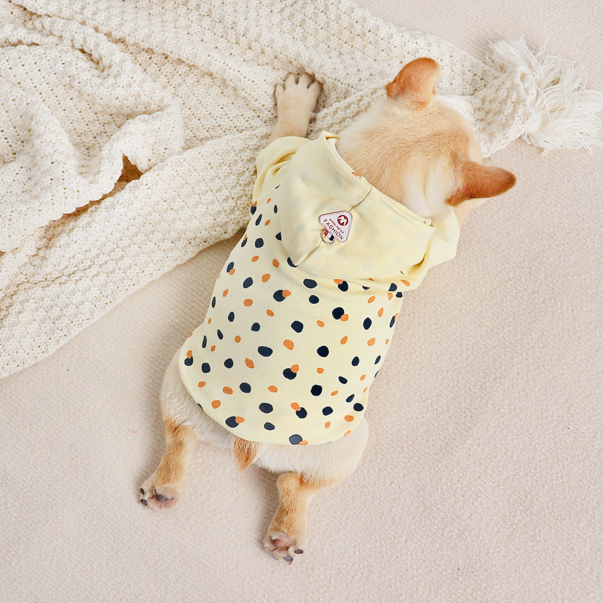 KFX-2326845 Cozy Casual Yellow Hoodie for Small Dogs - Cotton Fabric, Available in M, L, XL