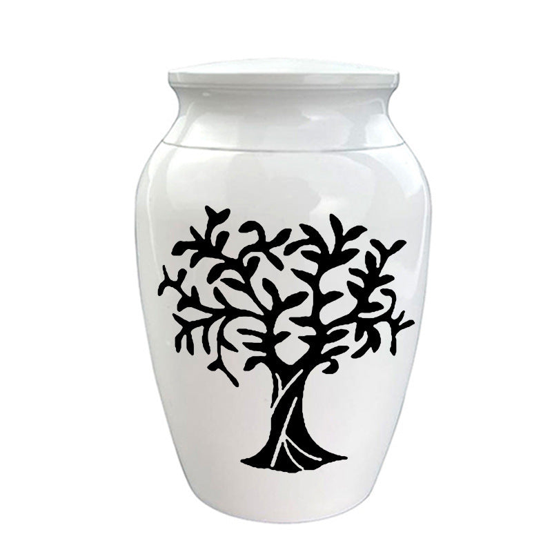 KFX-2329021 Tree of Life Aluminum Memorial Jar for Pet Remains - White 70x45mm