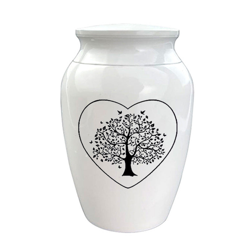 KFX-2329021 Tree of Life Aluminum Memorial Jar for Pet Remains - White 70x45mm