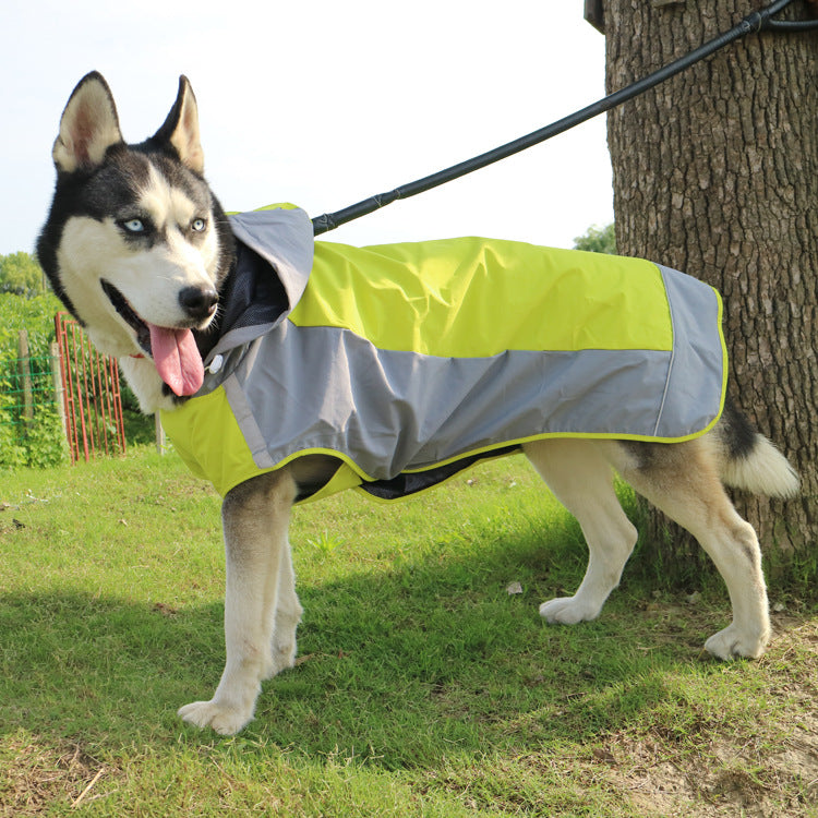 KFX-2329149 Color Block Big Dog Raincoat - Breathable Outdoor Jacket in Yellow and Green