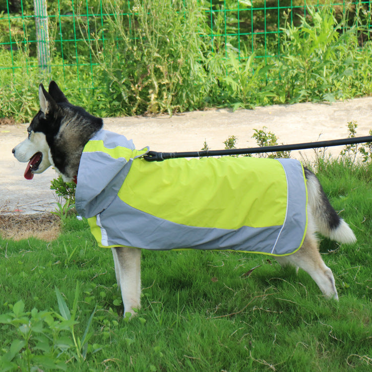 KFX-2329149 Color Block Big Dog Raincoat - Breathable Outdoor Jacket in Yellow and Green