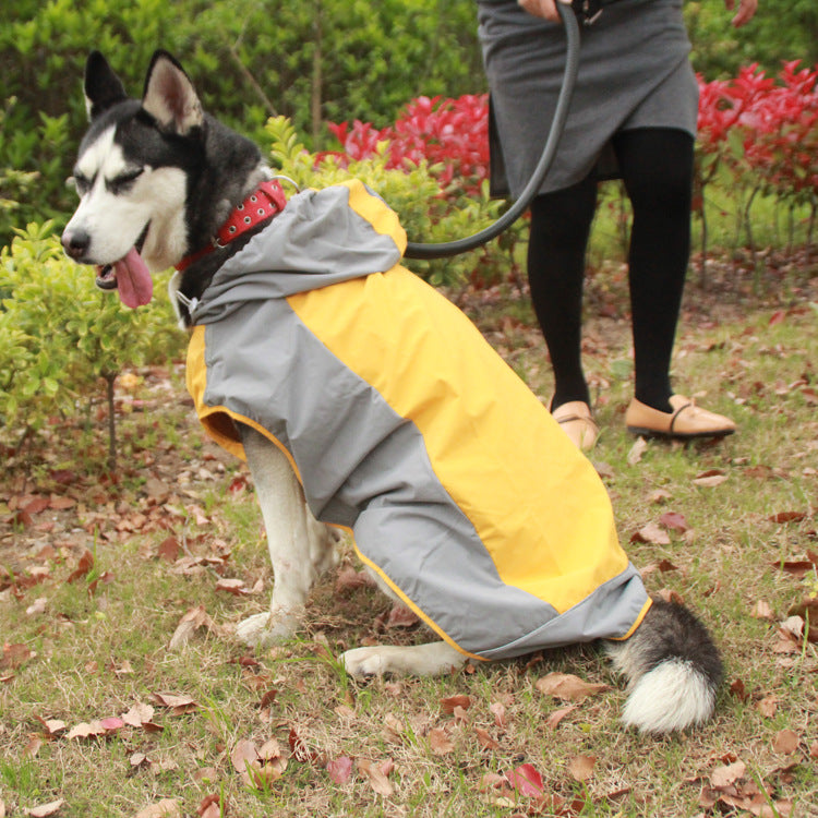 KFX-2329149 Color Block Big Dog Raincoat - Breathable Outdoor Jacket in Yellow and Green