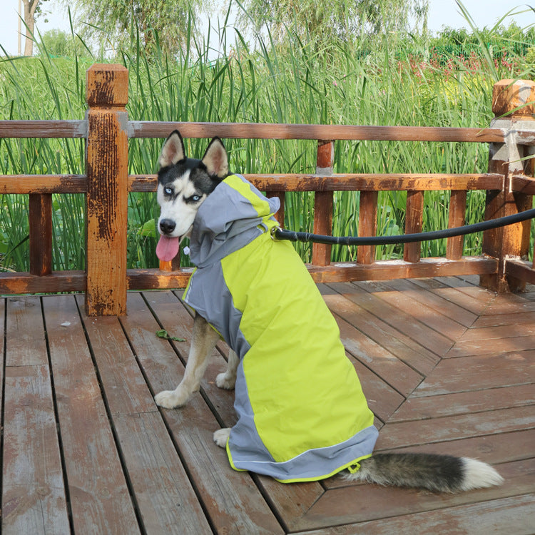KFX-2329149 Color Block Big Dog Raincoat - Breathable Outdoor Jacket in Yellow and Green