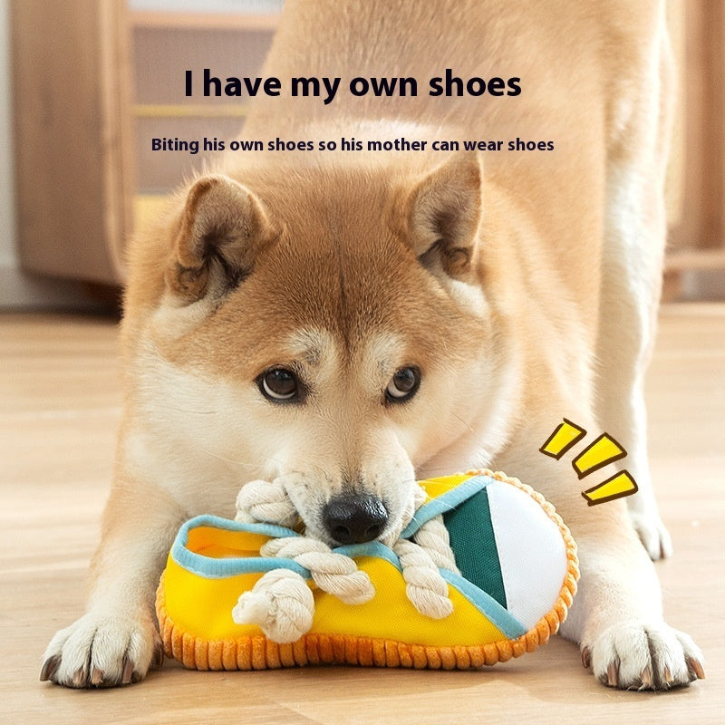 KFX-2330173 Bite Shoes Sound Pet Toy - Self-Hi Relieving Stuffy for Dogs, Oxford Cloth, 7*8*18cm, Available in Rock Yellow, Bondi Blue, Dean Green