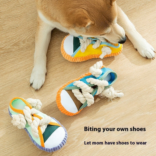 KFX-2330173 Bite Shoes Sound Pet Toy - Self-Hi Relieving Stuffy for Dogs, Oxford Cloth, 7*8*18cm, Available in Rock Yellow, Bondi Blue, Dean Green