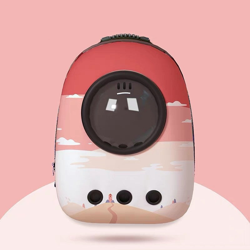 KFX-2333757 Space Capsule Cat Backpack - Medium to Hard, 15 Catty Capacity, Various Landscape Patterns