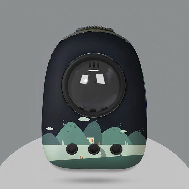 KFX-2333757 Space Capsule Cat Backpack - Medium to Hard, 15 Catty Capacity, Various Landscape Patterns