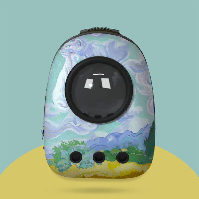 KFX-2333757 Space Capsule Cat Backpack - Medium to Hard, 15 Catty Capacity, Various Landscape Patterns