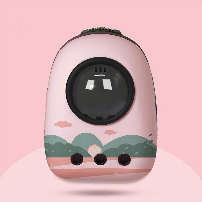 KFX-2333757 Space Capsule Cat Backpack - Medium to Hard, 15 Catty Capacity, Various Landscape Patterns