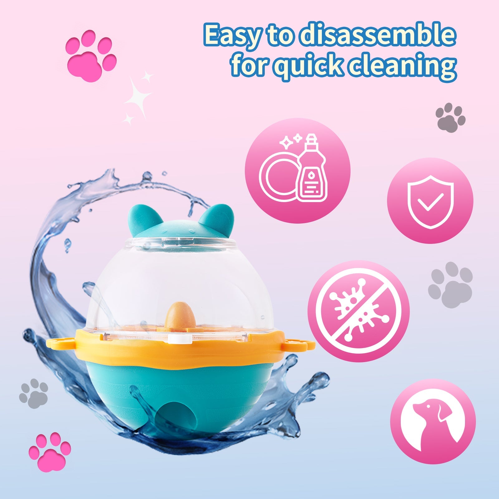 KFX-2334781 Interactive Dog & Cat Treat Dispenser Puzzle Ball for Medium to Large Breeds