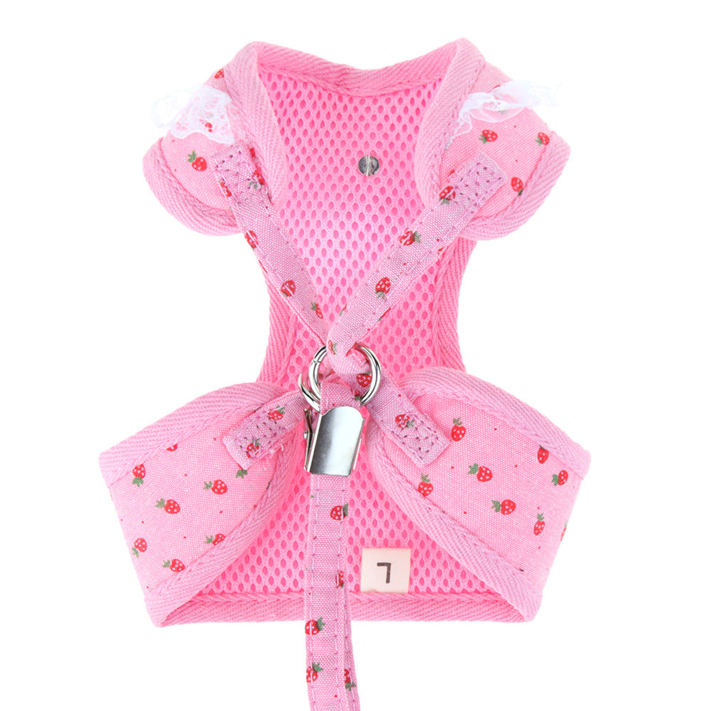 KFX-2336573 Adjustable Pet Walking Chest Harness with Breathable Mesh and Elegant Bow Tie – Multiple Sizes Available