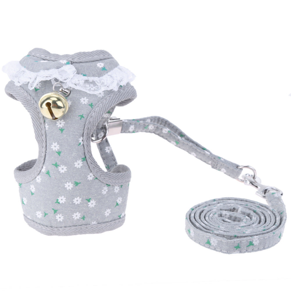 KFX-2336573 Adjustable Pet Walking Chest Harness with Breathable Mesh and Elegant Bow Tie – Multiple Sizes Available