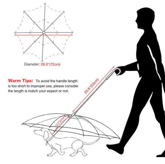 KFX-2337085 Transparent Dog Umbrella with Removable Traction Chain