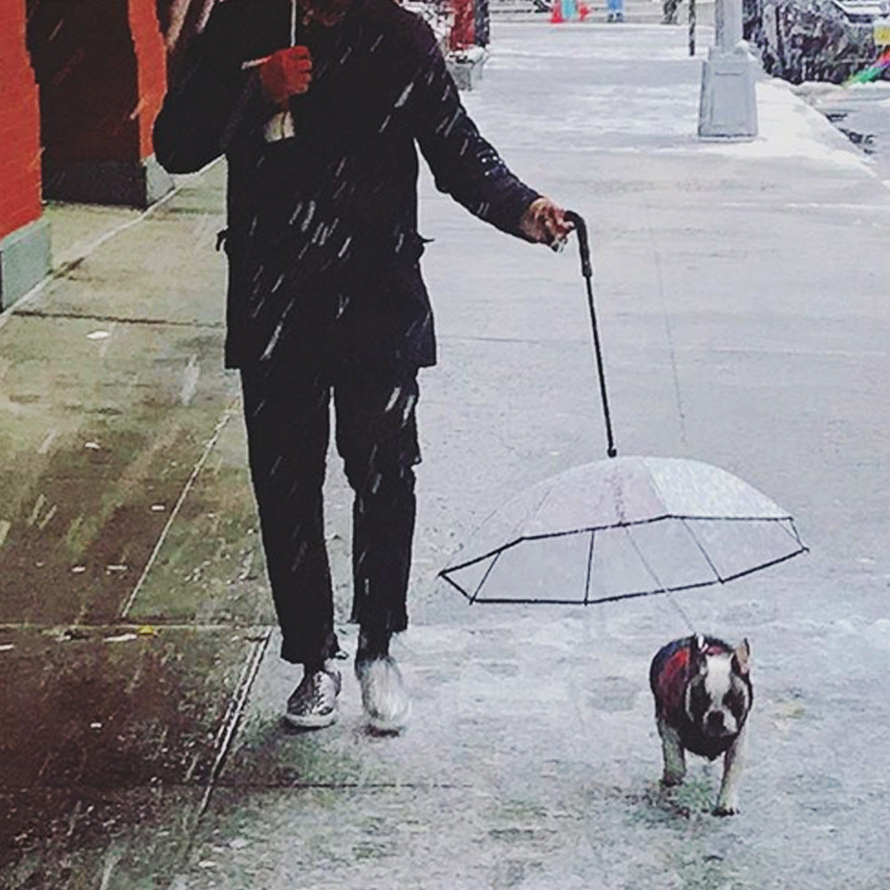 KFX-2337085 Transparent Dog Umbrella with Removable Traction Chain