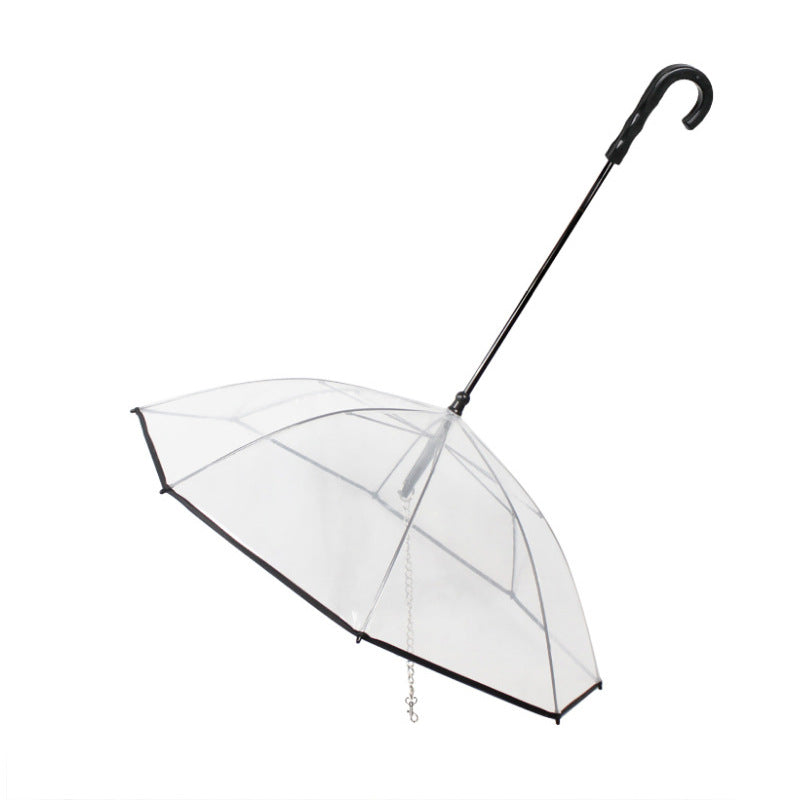 KFX-2337085 Transparent Dog Umbrella with Removable Traction Chain