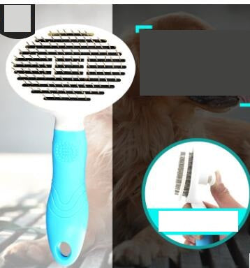 KFX-2338877 Automatic Self-Cleaning Dog and Cat Comb with Thick and Fine Needles in Pink and Blue